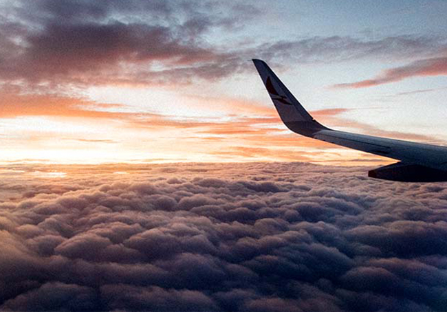 by flight